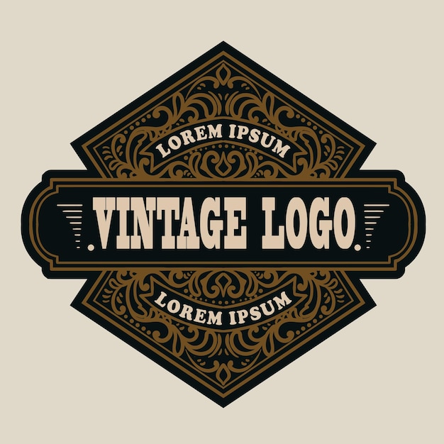 Vintage logo floral ornament style