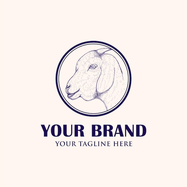 Vector vintage logo goat head illustration