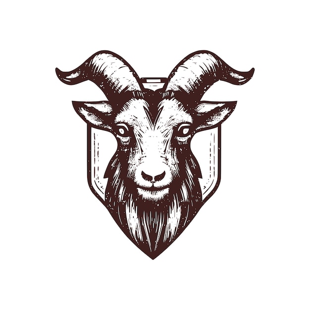 Vector vintage logo of a goat head an oldschool logo of a sheep's head