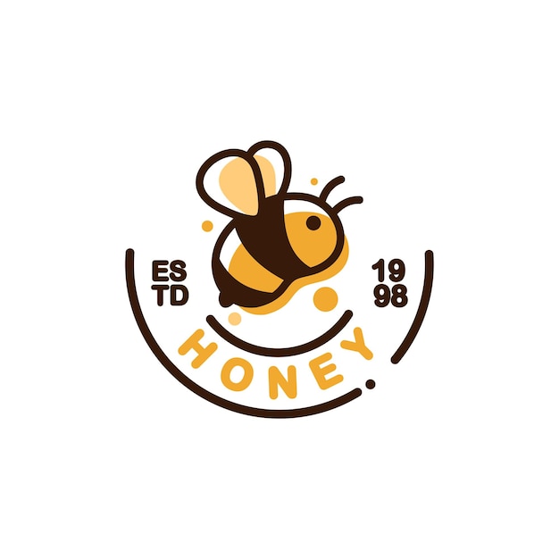 Vintage logo honey bee vector template illustration