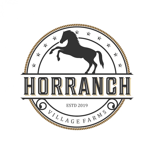 Vector vintage logo for horse farms