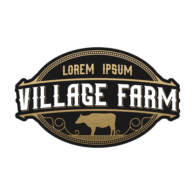 VIntage logo for livestock. cow angus farm