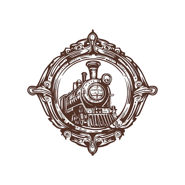 Logo vintage di una locomotiva un logo oldschool di un treno