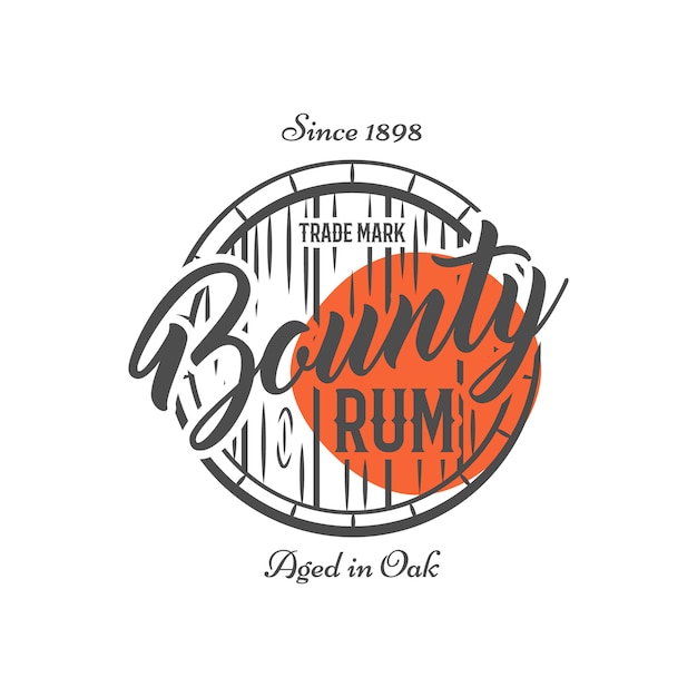 Vintage logo met rum vat en tekst