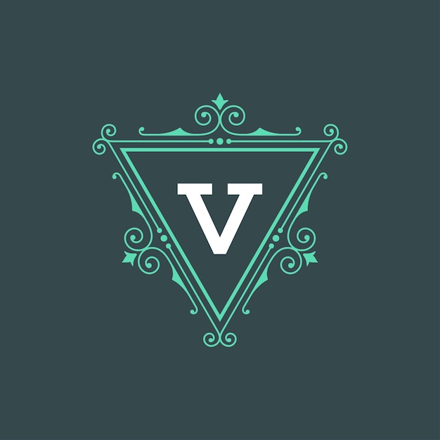 Vector vintage logo monogram template elegant flourishes ornaments with ornate frame border design