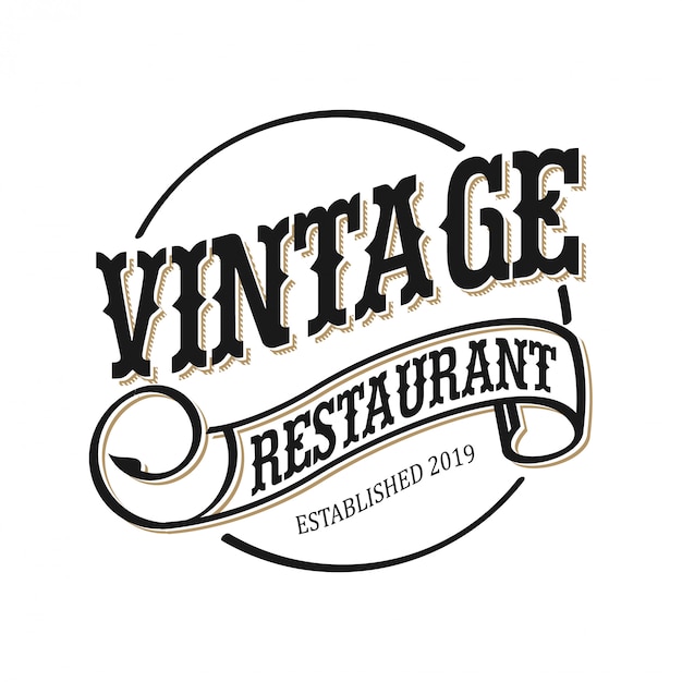 Vettore logo vintage per cibo e bevande del ristorante