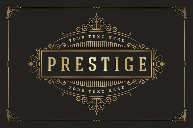 Modello di logo vintage elegante fiorisce illustrazione ornamenti