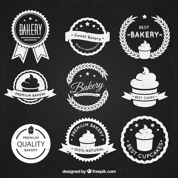 Vintage logos bakery in blackboard style