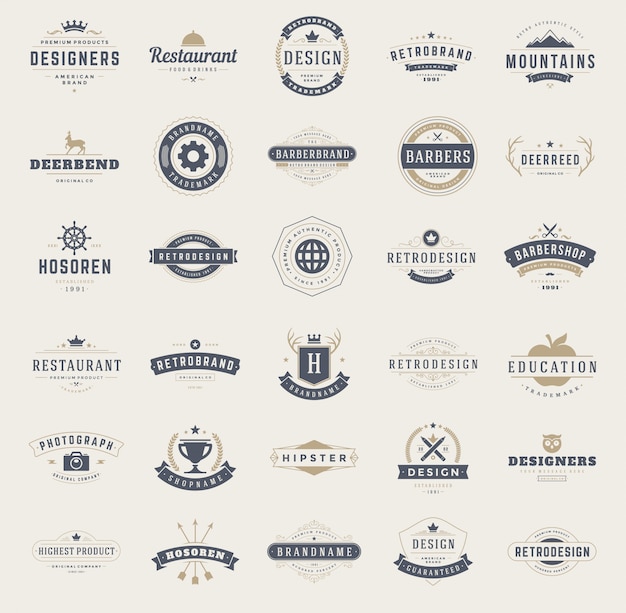 Vintage Logos Design Templates Set.