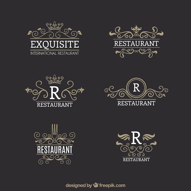 Vintage logos for gourmet restaurants