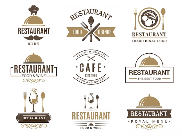 Vettore logotipi vintage e vari simboli per il menu del ristorante