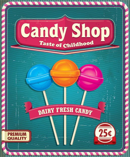 Vector vintage lollipop poster design