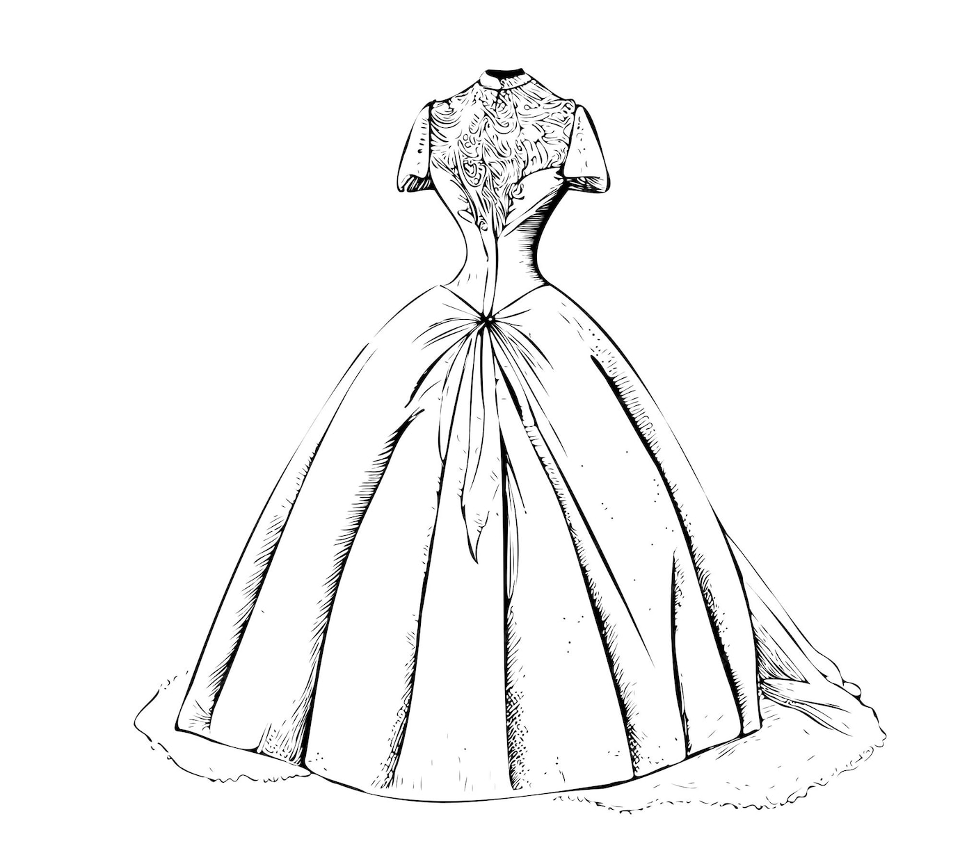 Premium Vector Vintage long wedding dress on a mannequin hand drawn