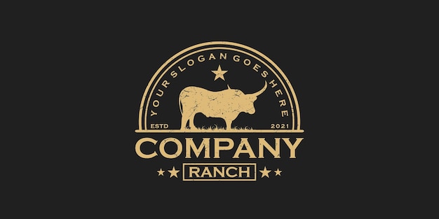 Vintage longhorn logo, logo for ranch and farm reference