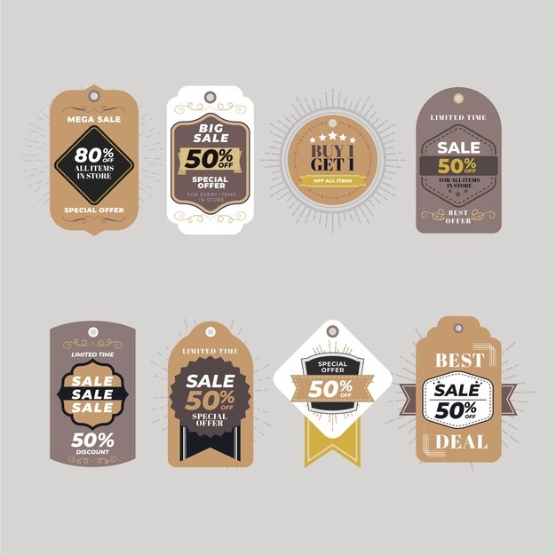 Vintage looking sale tags collection