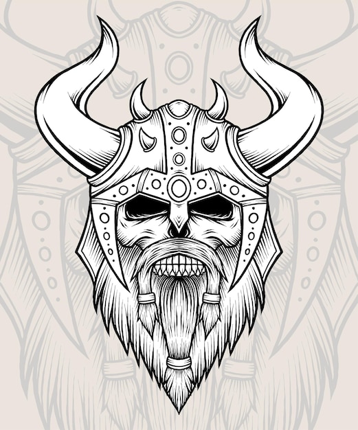 Vintage Lord Viking-schedelillustratie