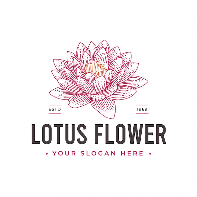 Vintage lotusbloem logo ontwerp