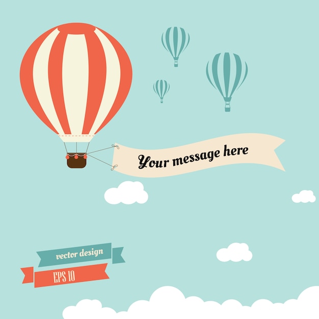 vintage luchtballon met lint voor uw bericht