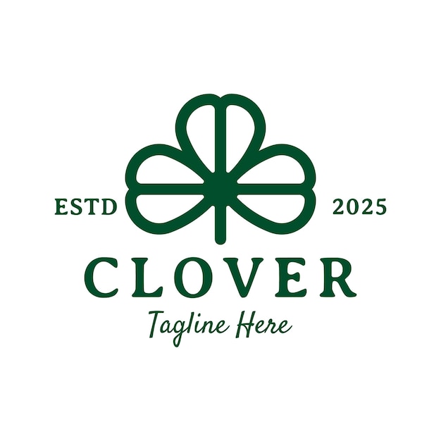 Vector vintage lucky clover plant logo design