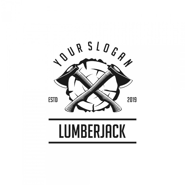Vintage lumberjack silhouette logo template