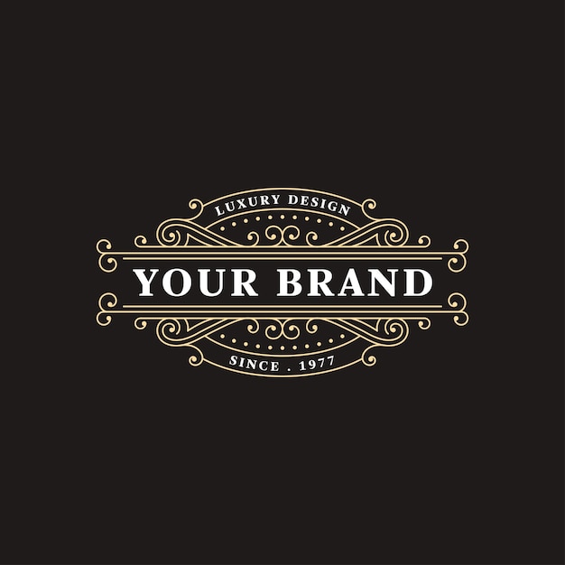 Vintage luxe elegante ornamenten logo sjabloon