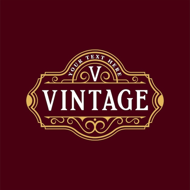 Vintage luxe elegante ornamenten logo sjabloon