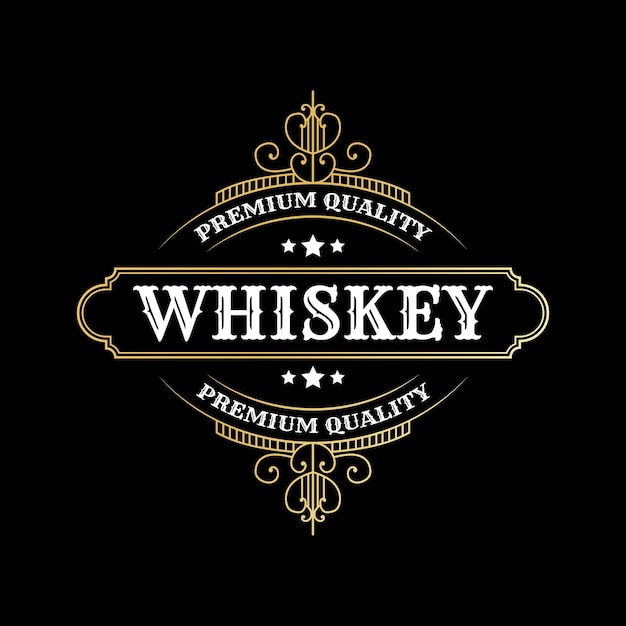 Vector vintage luxe koninklijke framelabels met logo voor bier whisky alcohol drinkfles verpakking desig
