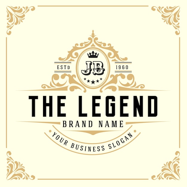 Vintage luxe monogram logo sjabloon