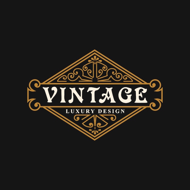 Vector vintage luxe ornament logo sjabloon