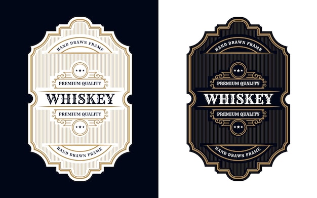 vintage luxury antique whiskey border frame western engraving for beer wine whiskey packaging label