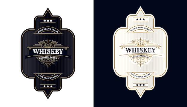 vintage luxury antique whiskey border frame western engraving for beer wine whiskey packaging label