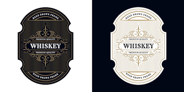 vintage luxury antique whiskey border frame western engraving for beer wine whiskey packaging label