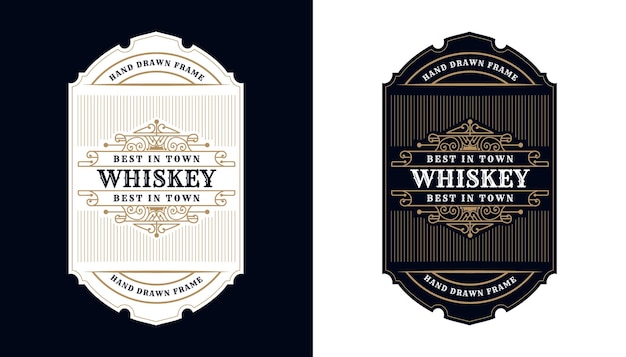 vintage luxury antique whiskey border frame western engraving for beer wine whiskey packaging label