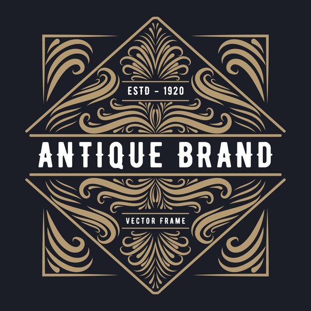 Vector vintage luxury border western antique logo frame label hand drawn engraving retro suitable for hand craft beer craft beer wine whiskey drinks beverage liquor bar shop restaurant