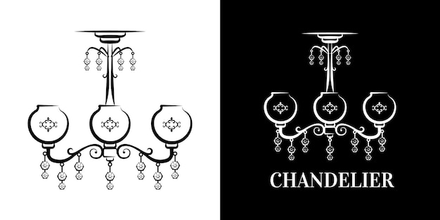 Vector vintage and luxury chandelier logotype