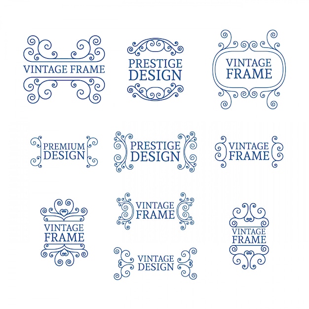 Vector vintage luxury frame set with flourishes elegant lines.