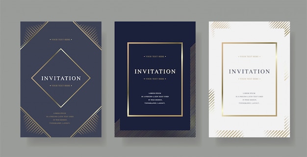 Vector vintage luxury invitation vector card set