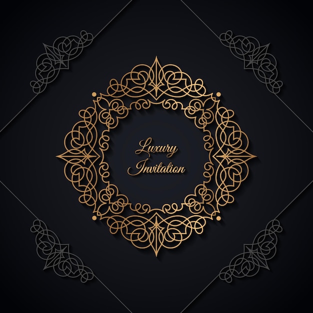 Vintage luxury invitation with a golden frame vector