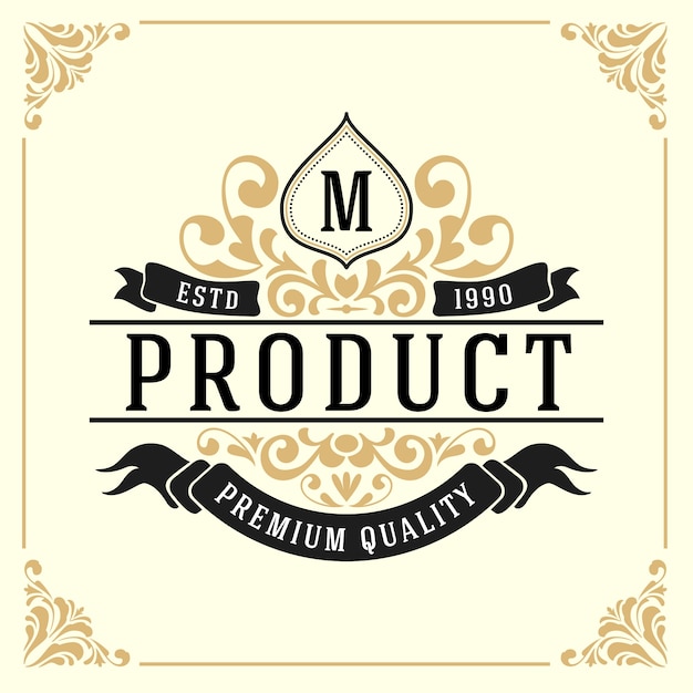 Шаблон логотипа монумента vintage luxury monogram