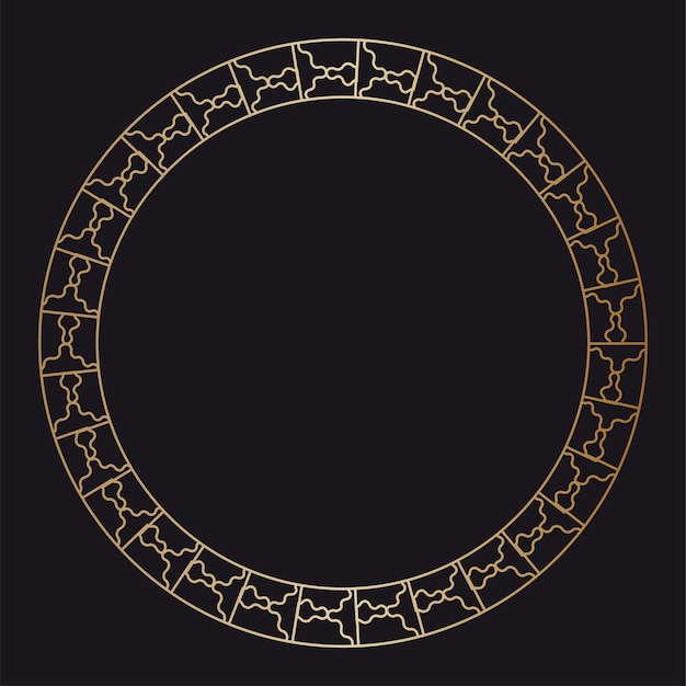 Vintage Luxury ornate Asian round gold Frame on a black background Vector