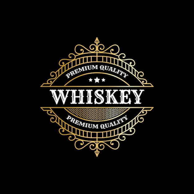 Vintage luxury royal frame labels with logo for beer whiskey alcohol drinks bottle packaging desig