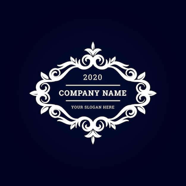 Logo premium bianco di lusso vintage con cornice decorativa