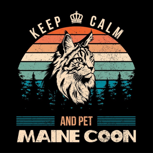 Vintage Maine Coon Cat Tshirt design