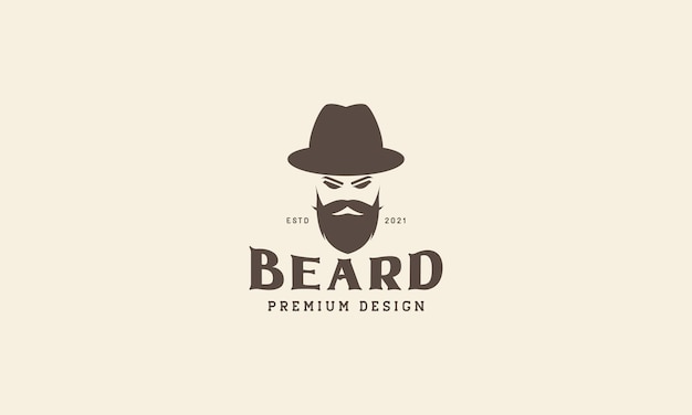 Вектор Винтажный мужчина в шляпе и бороде символ логотипа иконка векторного графического дизайна иллюстрация