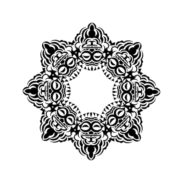 Vintage mandala black white round ornament for design. 