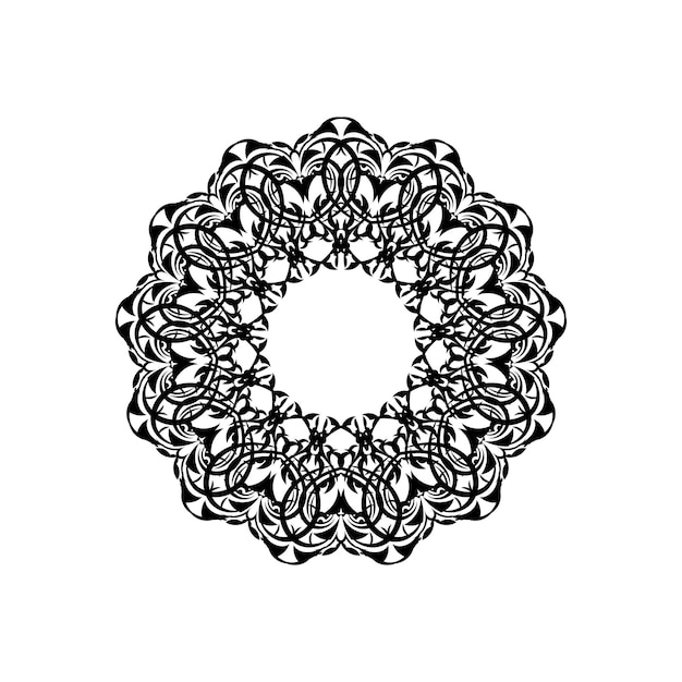 Винтажная мандала черно-белый круглый орнамент Векторная иллюстрация