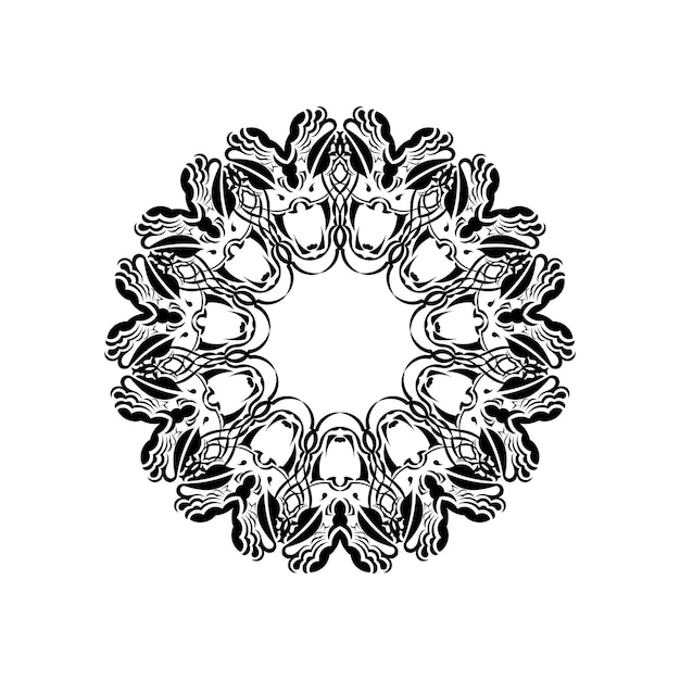 ビンテージ マンダラ ロゴ ラウンド デザイン分離された白い背景ベクトル イラストの飾り