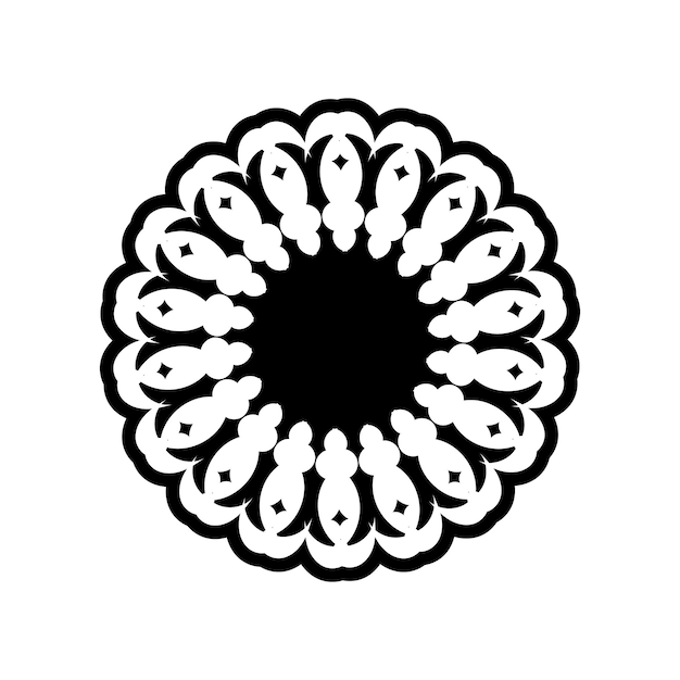 Vintage mandala round ornament Isolated element for design and coloring on a white background