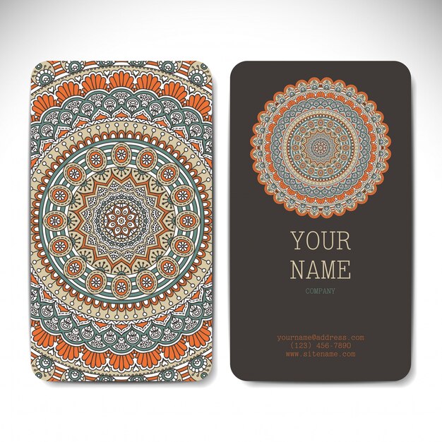 Vintage mandala style visiting card