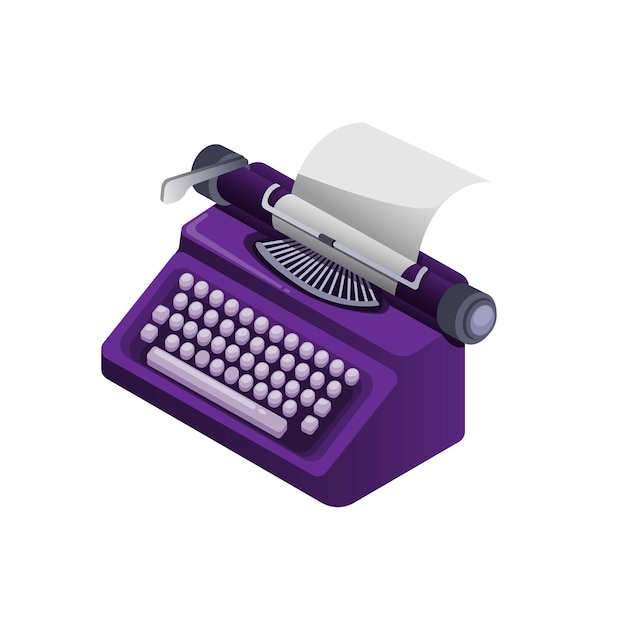 Vintage Manual Typewritter object isometric illustration vector